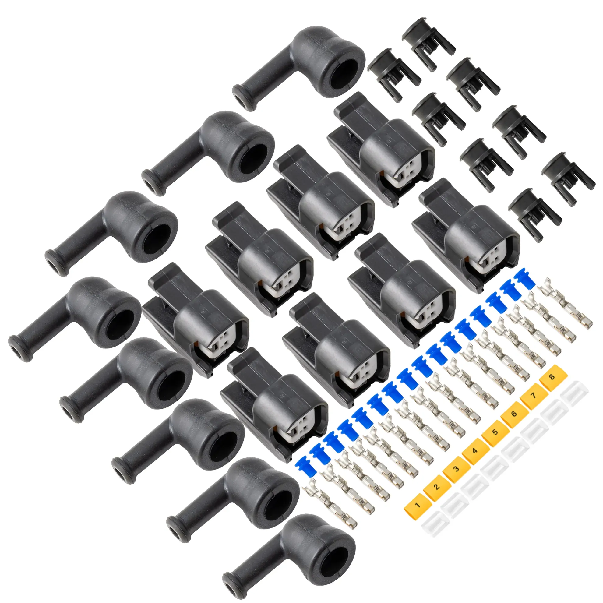 EV6-USCAR 8 Injector Kit, 90 Boots - USCAR-KIT-8-90