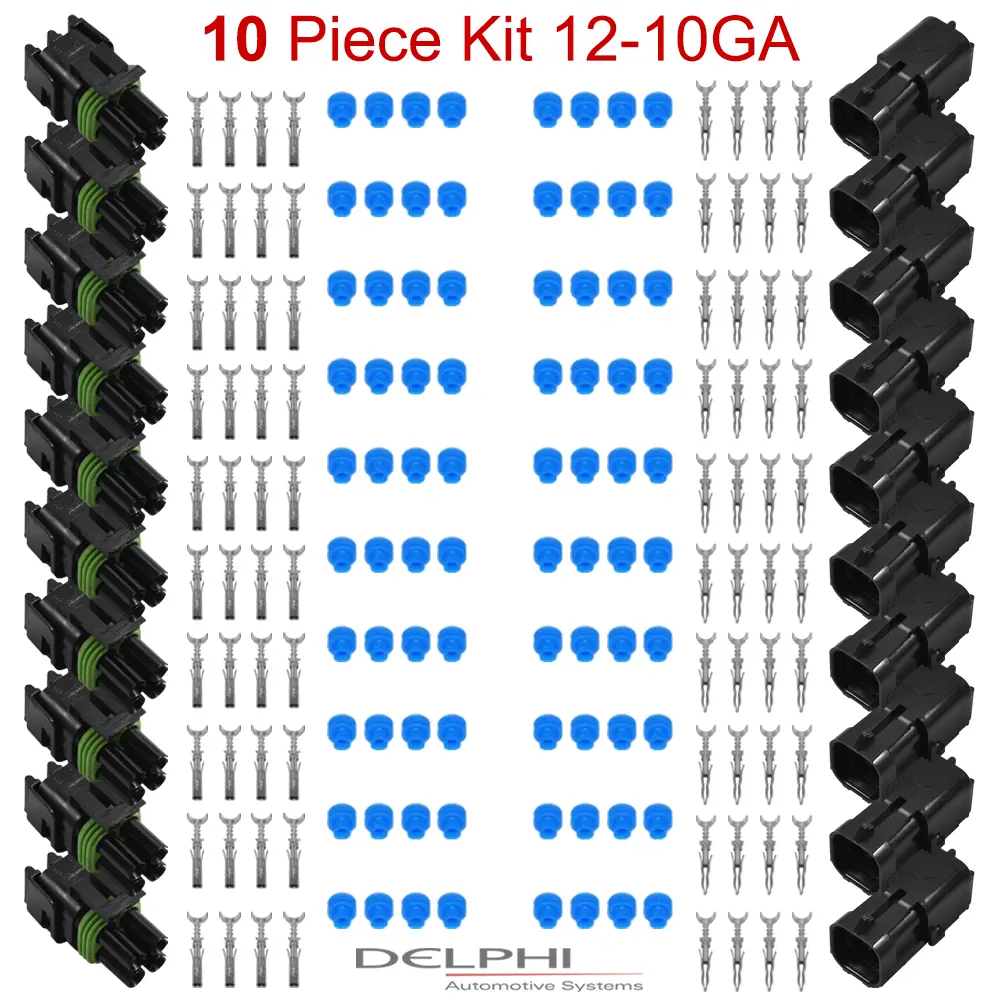 Weather-Pack 4 Way 12-10 Ga 10 PCKit-SQR - WP4-SQR-12-10-10PC