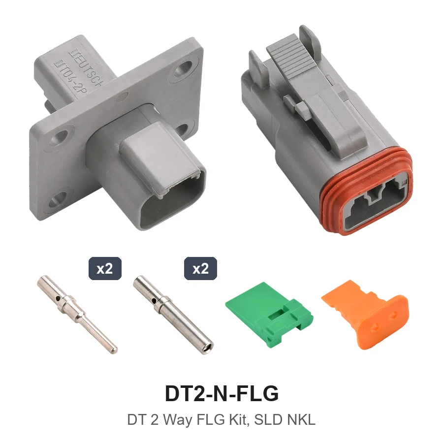 Deutsch DT 2 Way Flanged Kit Solid Nickel - DT2-N-FLG