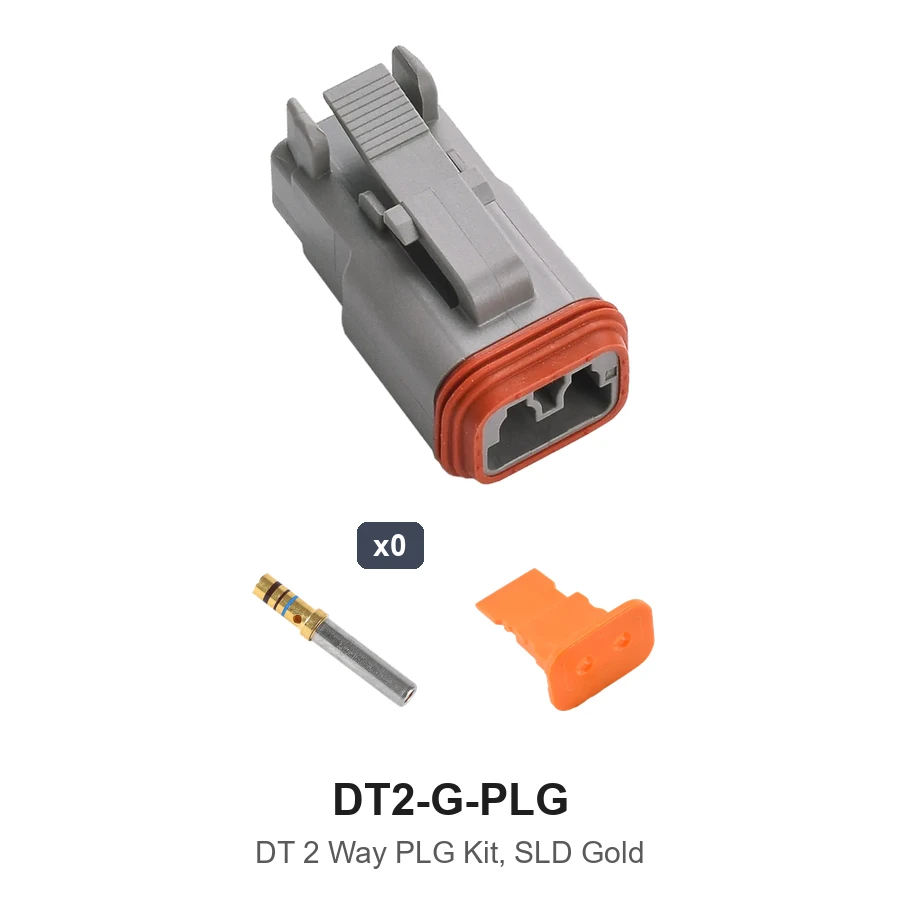 Deutsch DT 2 Way Plug Kit Solid Gold - DT2-G-PLG