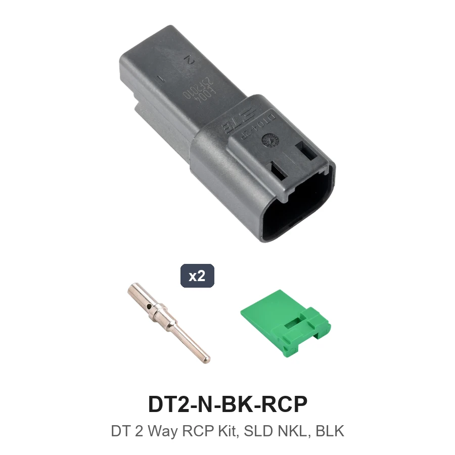 Deutsch DT 2 Way Receptacle Kit Black - DT2-N-BK-RCP