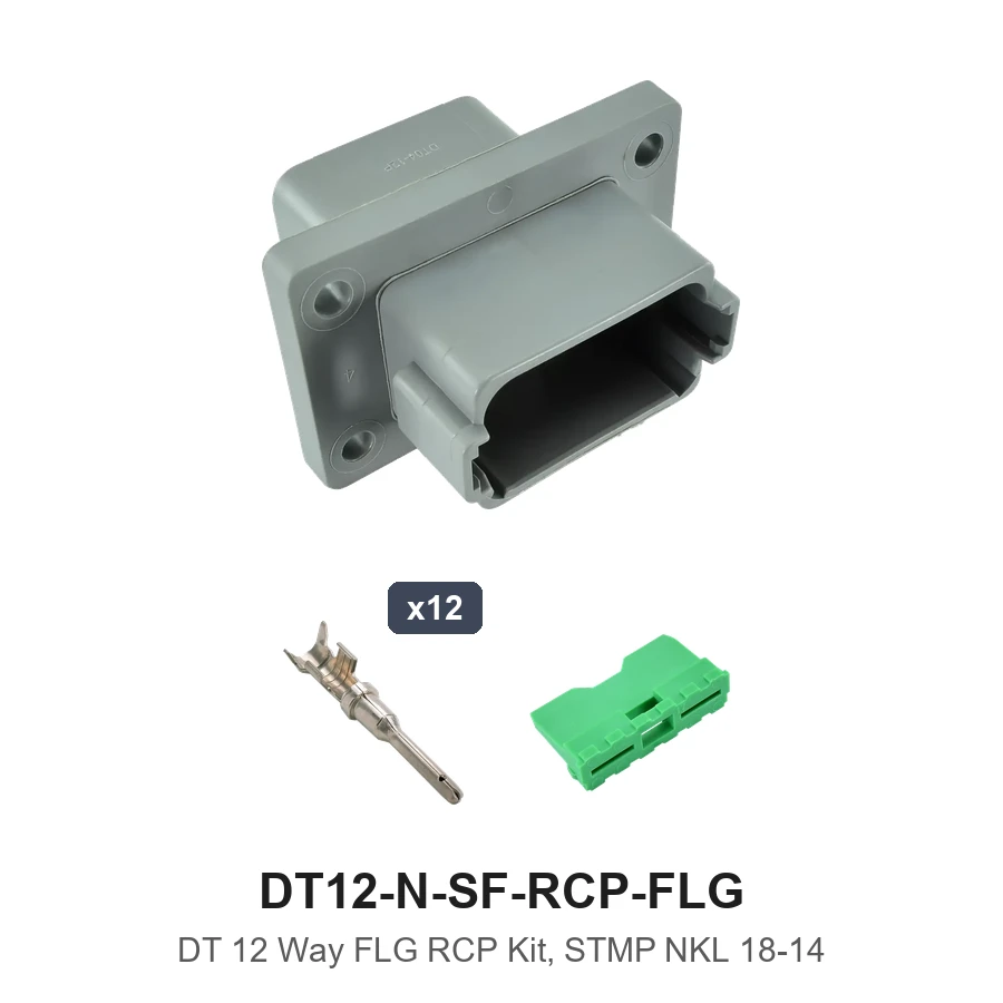 DT 12 Way Flanged Kit Stamped Nickel Recep - DT12-N-SF-RCP-FLG