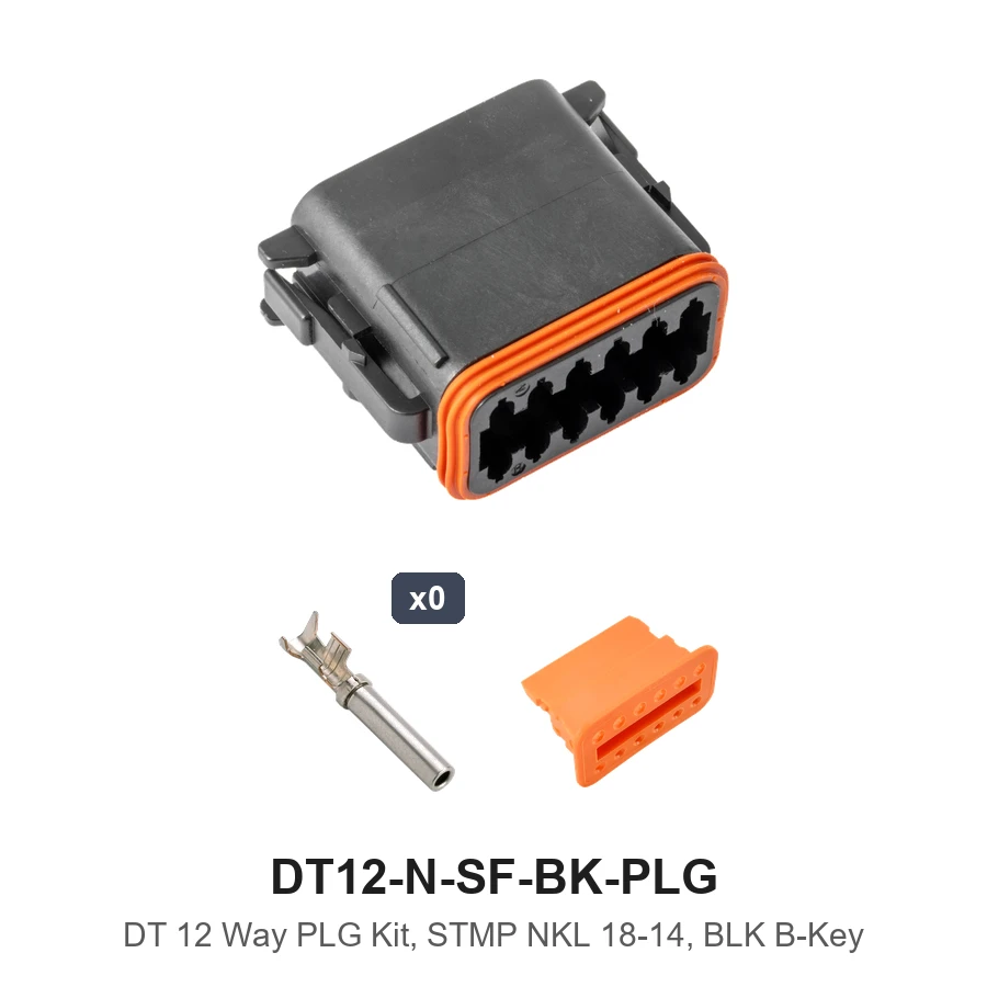 DT 12 Way Plug Kit Stamped Nickel Black - DT12-N-SF-BK-PLG