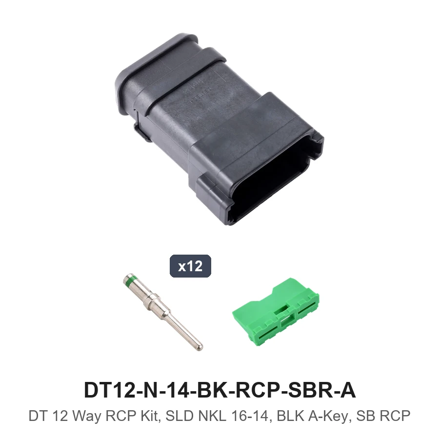 DT 12 Way RCP Kit, SLD NKL 16-14, BLK A-KEY, SB RCP - DT12-N-14-BK-RCP-SBR-A