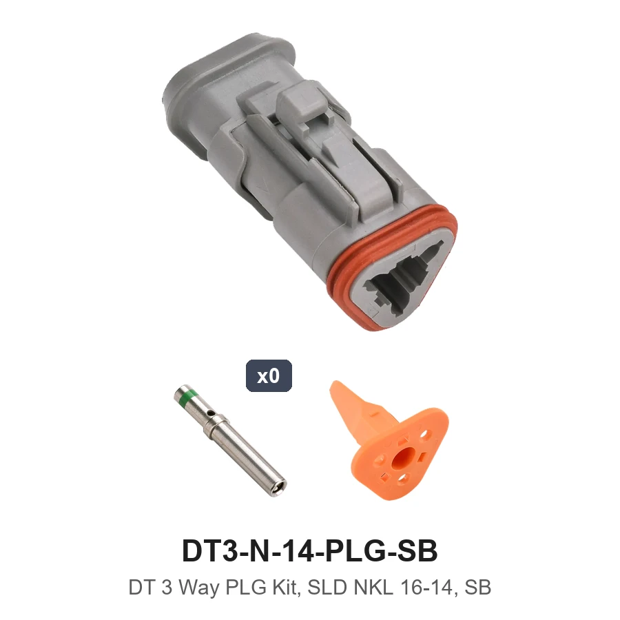 DT 3 Pin Plug Kit Solid 16-14 Plug SB - DT3-N-14-PLG-SB