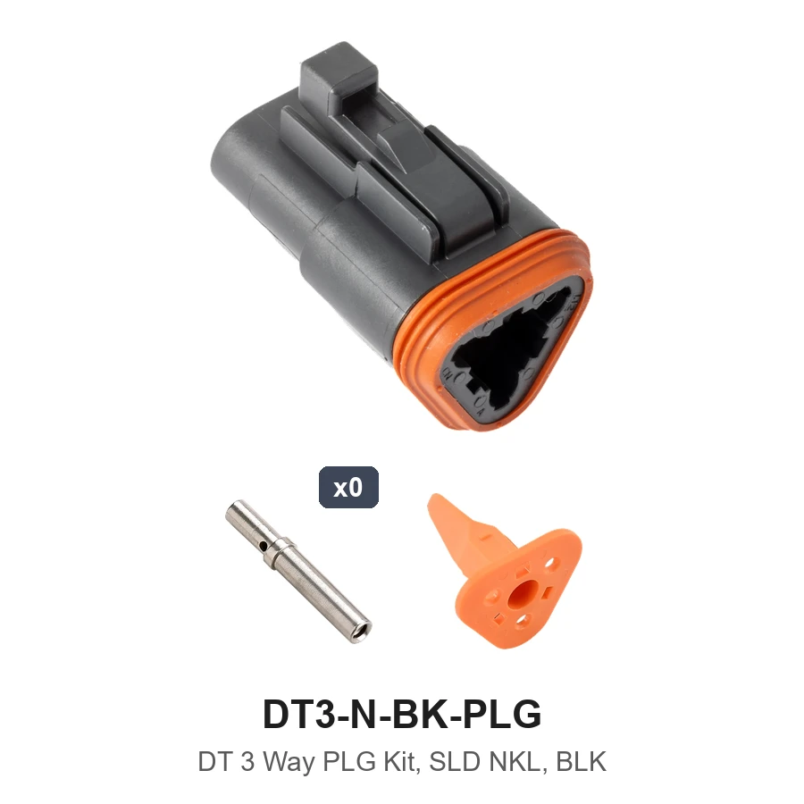 DT 3 Pin Plug Kit Solid Black - DT3-N-BK-PLG