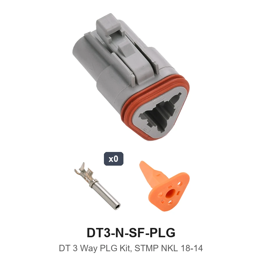 DT 3 Pin Plug Kit Stamped Nickel - DT3-N-SF-PLG