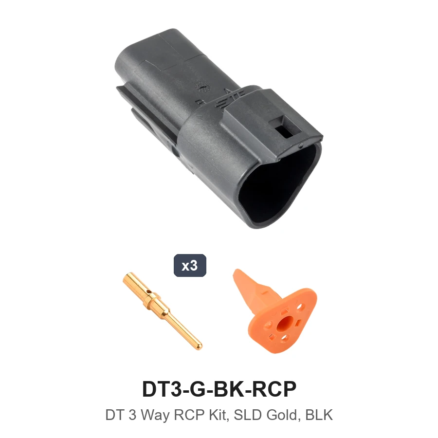 DT 3 Pin Receptacle Kit Gold Black - DT3-G-BK-RCP