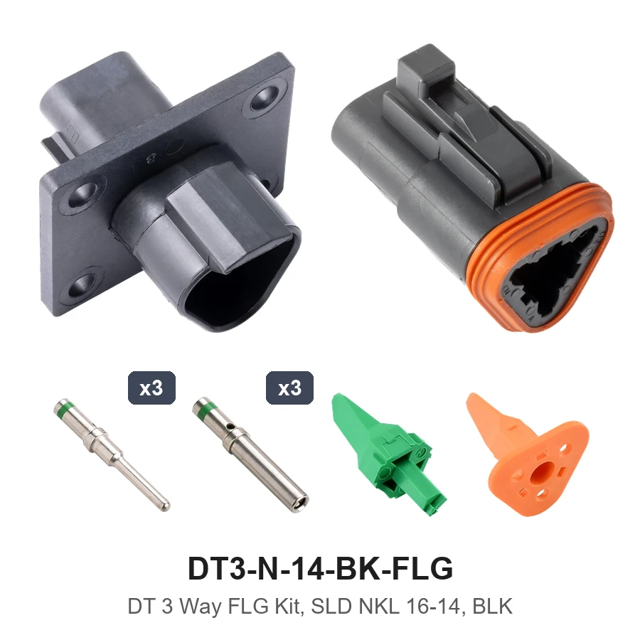 DT 3 Way FLG Kit, SLD NKL 16-14, BLK - DT3-N-14-BK-FLG
