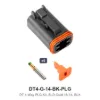 DT 4 Way Black Plug Kit Gold Solid 16-14 - DT4-G-14-BK-PLG