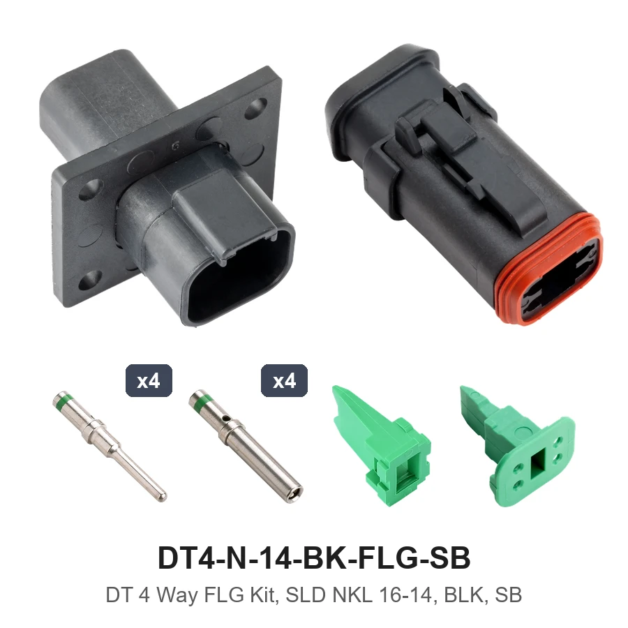 DT 4 Way FLG Kit, SLD NKL 16-14, BLK, SB - DT4-N-14-BK-FLG-SB