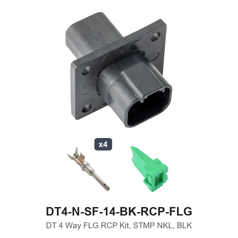 DT 4 Way FLG RCP Kit, STMP NKL, BLK - DT4-N-SF-14-BK-RCP-FLG