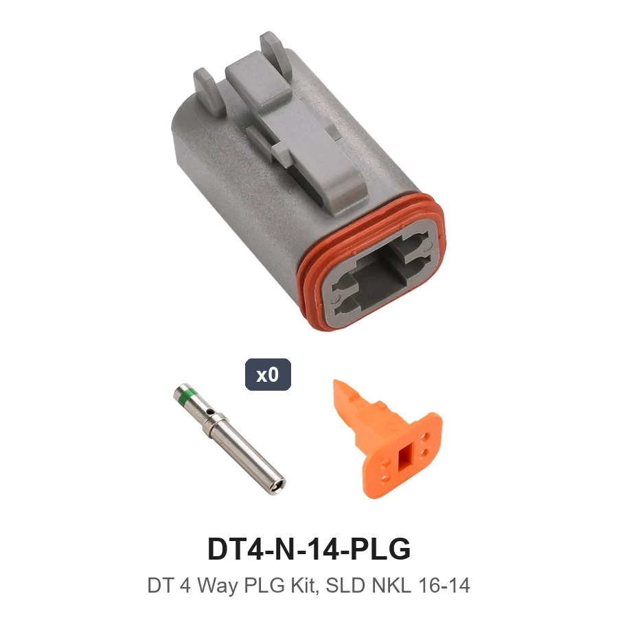 DT 4 Way Plug Kit Solid Nickel 16-14 - DT4-N-14-PLG