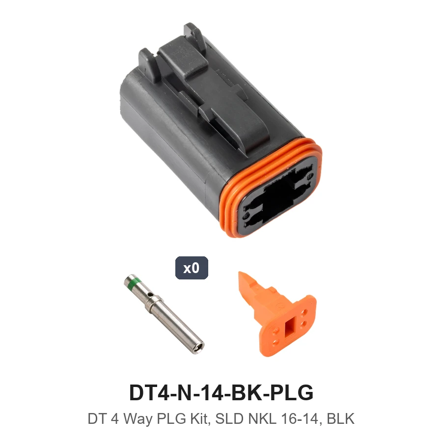 DT 4 Way Plug Kit Solid Nickel 16-14 Black - DT4-N-14-BK-PLG