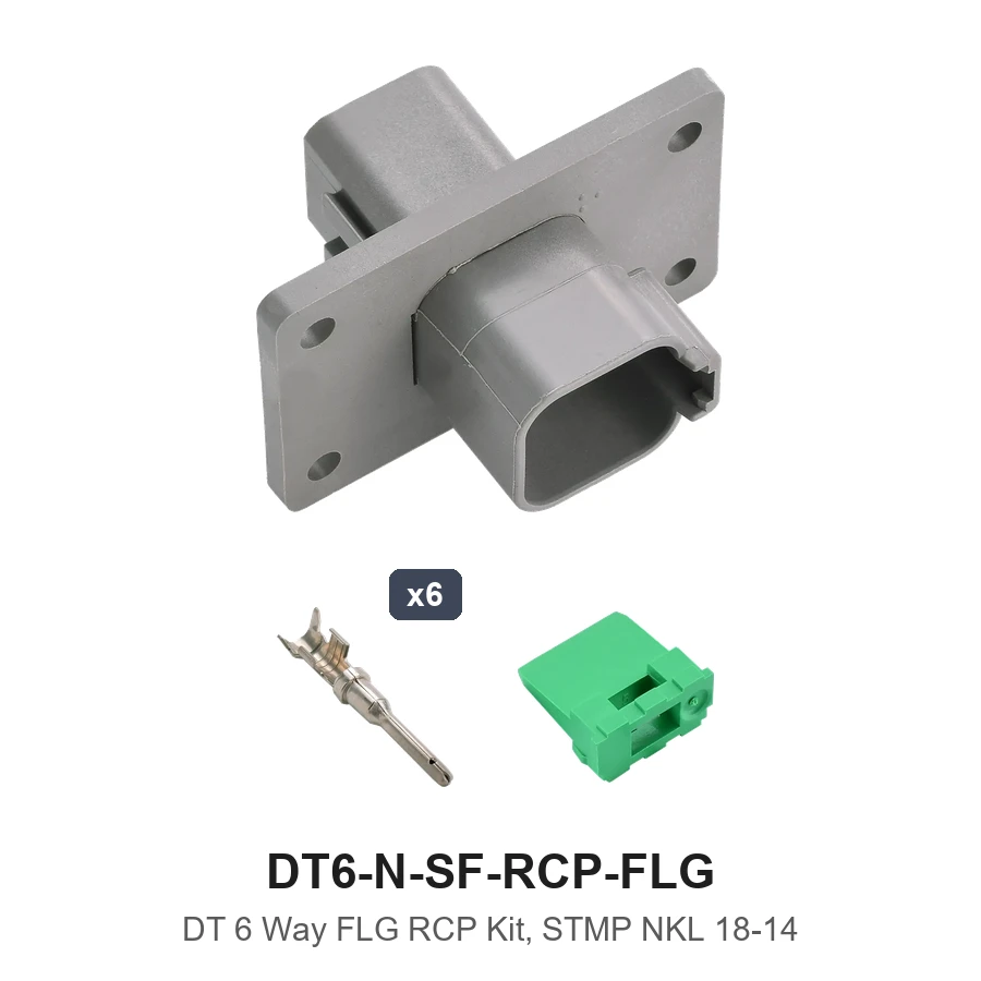 DT 6 Way Flanged Kit Stamped Nickel Recep - DT6-N-SF-RCP-FLG