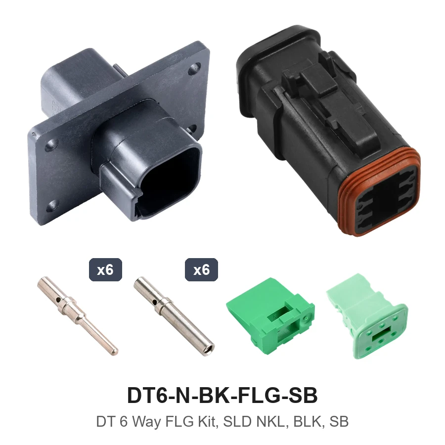 DT 6 Way FLG Kit, SLD NKL, BLK, SB - DT6-N-BK-FLG-SB