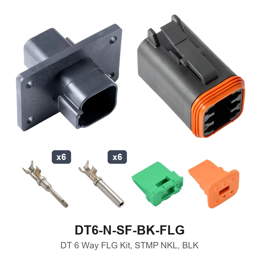 DT 6 Way FLG Kit, STMP NKL, BLK - DT6-N-SF-BK-FLG