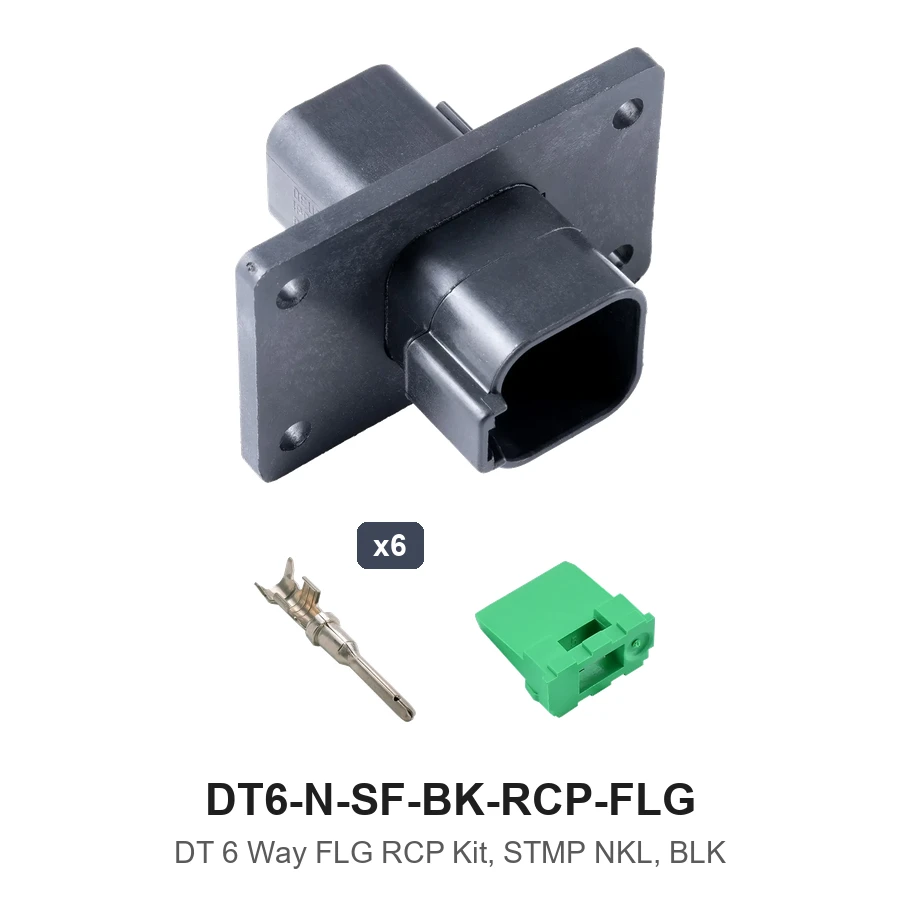 DT 6 Way FLG RCP Kit, STMP NKL, BLK - DT6-N-SF-BK-RCP-FLG