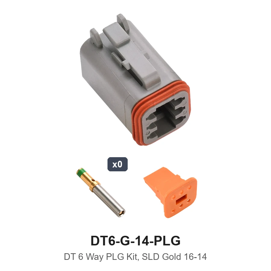 DT 6 Way Plug Kit Solid Gold 16-14 - DT6-G-14-PLG