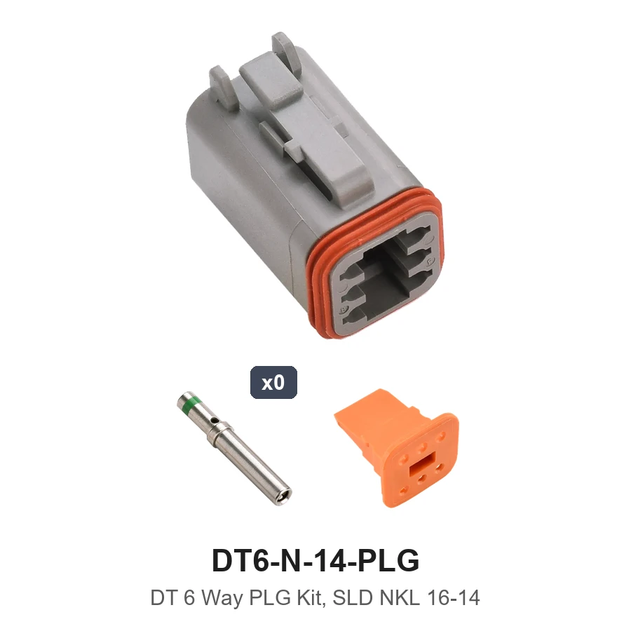 DT 6 Way Plug Kit Solid Nickel 16-14 - DT6-N-14-PLG