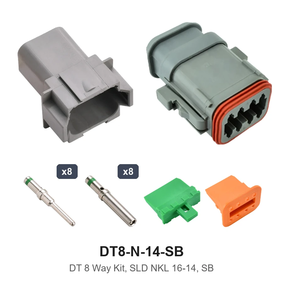DT 8 Pin Conn Kit Nickel 16-14 Solid SB - DT8-N-14-SB