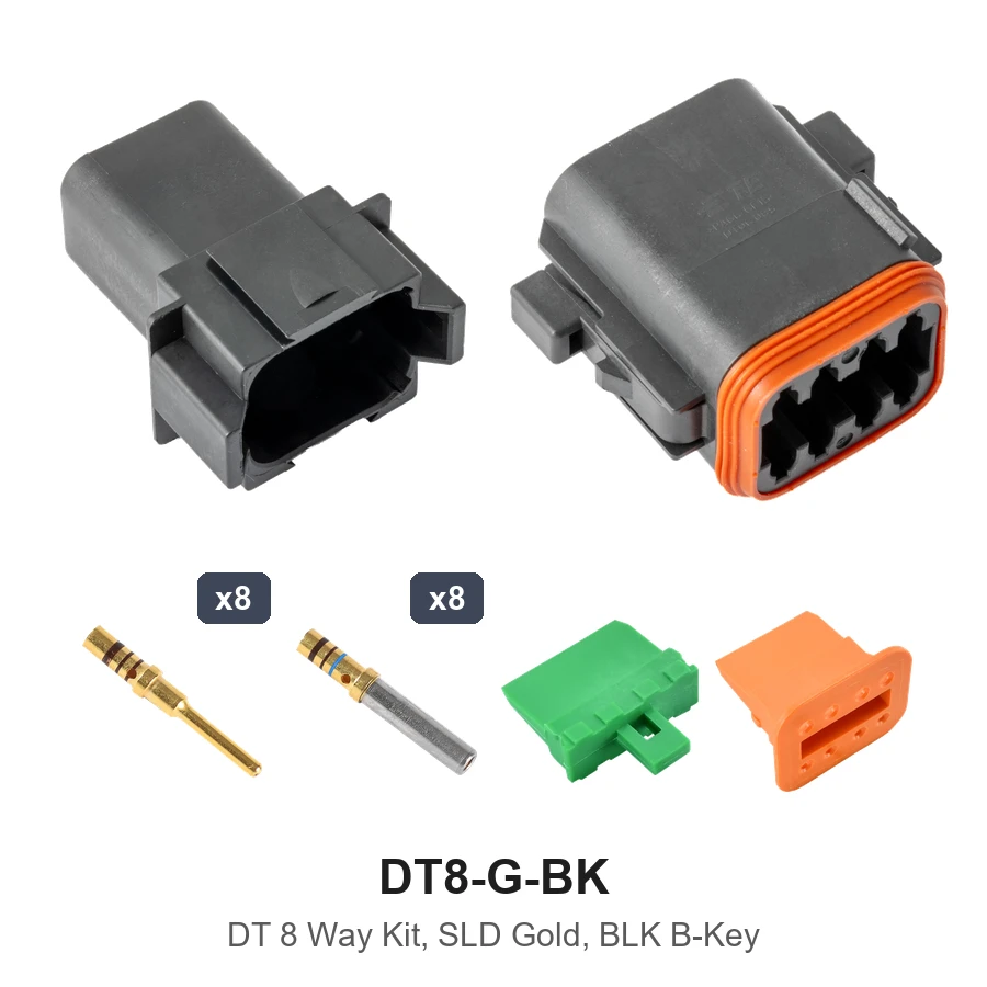 DT 8 Pin Conn Kit Solid Gold Black - DT8-G-BK