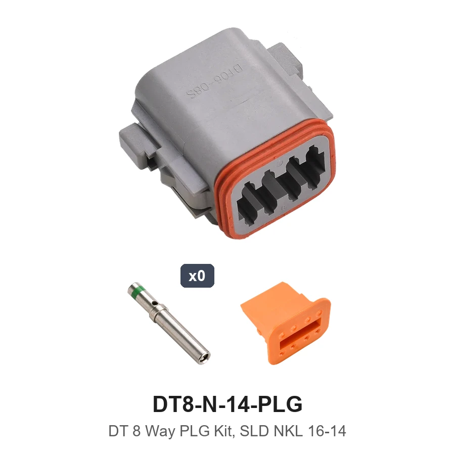 DT 8 Pin Plug Conn Kit Nickel 16-14 Solid - DT8-N-14-PLG