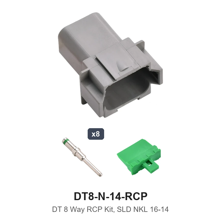 DT 8 Pin Receptacle Conn Kit Nickel 16-14 Solid - DT8-N-14-RCP