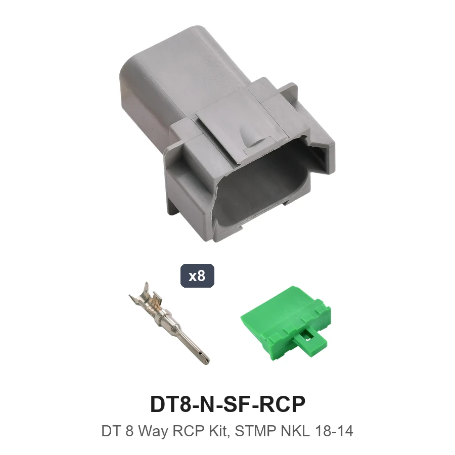 DT 8 Pin Receptacle Conn Kit Stamped Nickel - DT8-N-SF-RCP