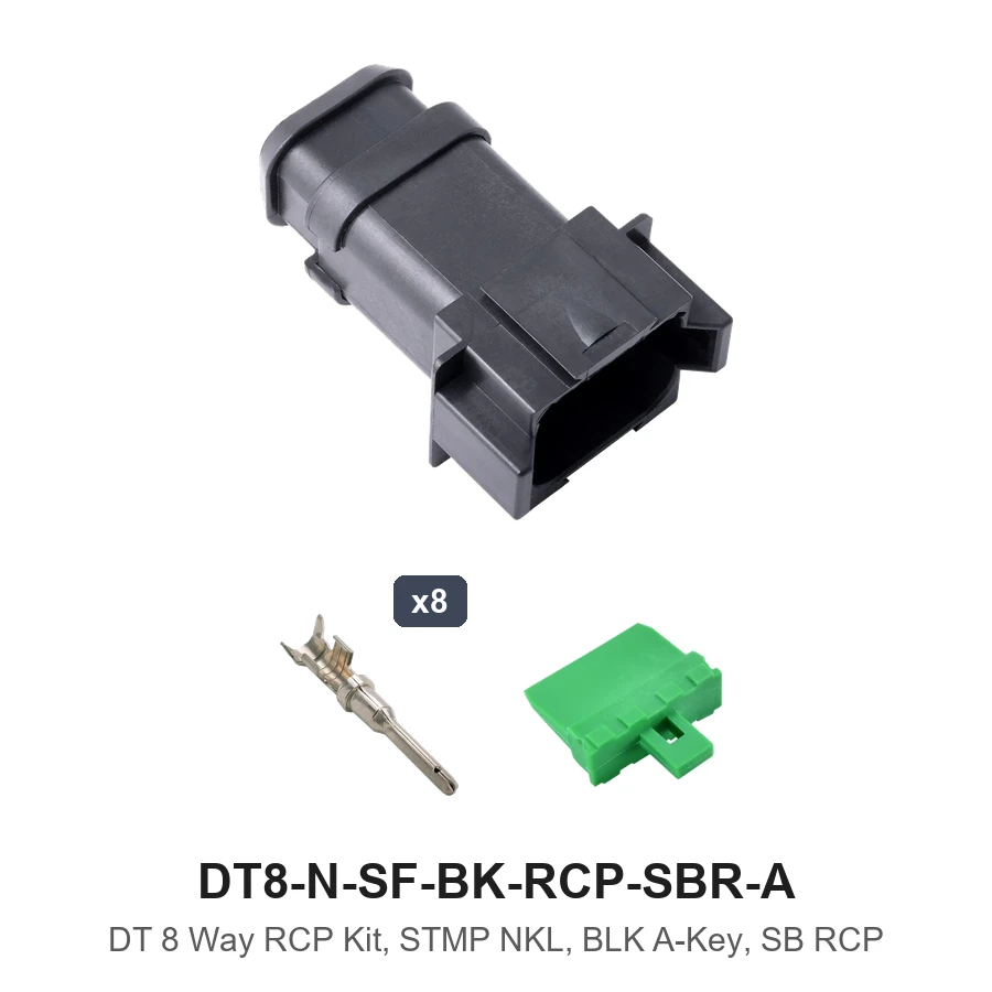 DT 8 Way RCP Kit, STMP NKL, BLK A-KEY, SB RCP - DT8-N-SF-BK-RCP-SBR-A