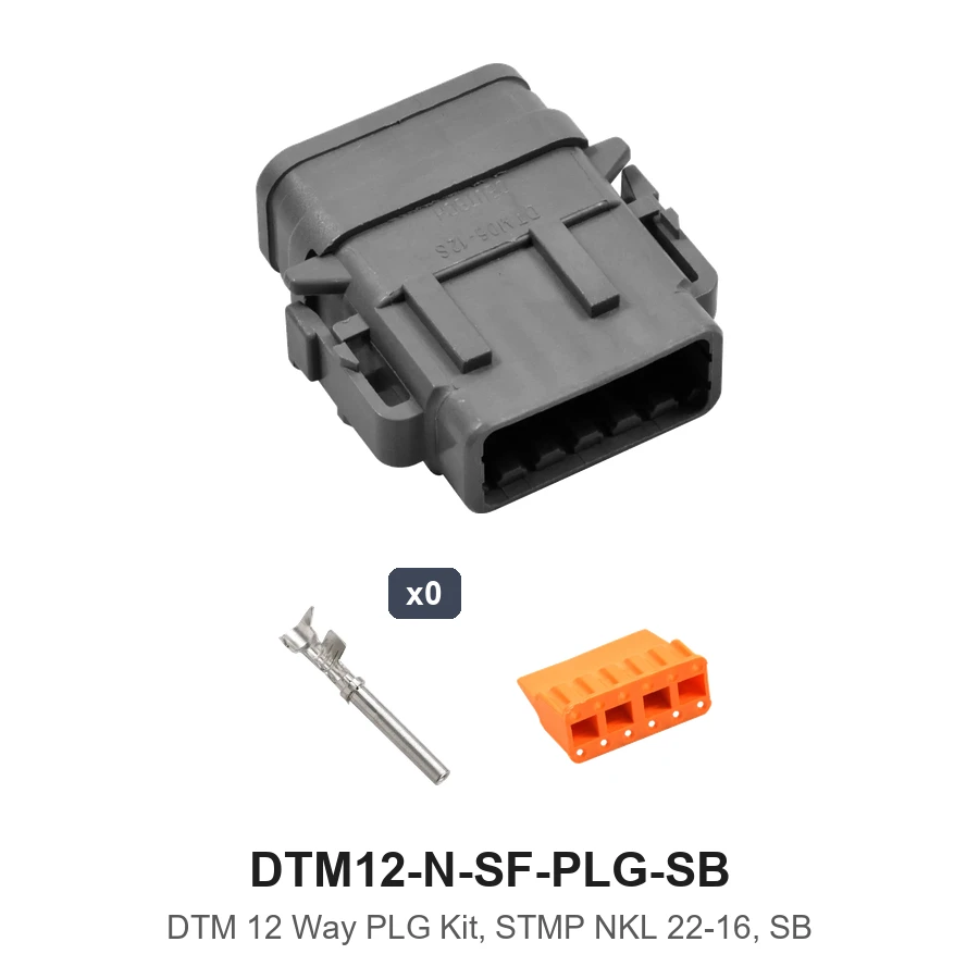 DTM 12 Way Plug Kit Nickel Stamped SB - DTM12-N-SF-PLG-SB