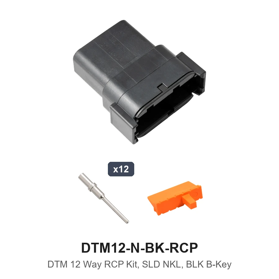 DTM 12 Way Receptacle Kit Nickel Solid - DTM12-N-BK-RCP