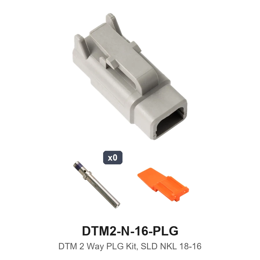 DTM 2 Way Plug Kit Nickel Solid 18-16 - DTM2-N-16-PLG