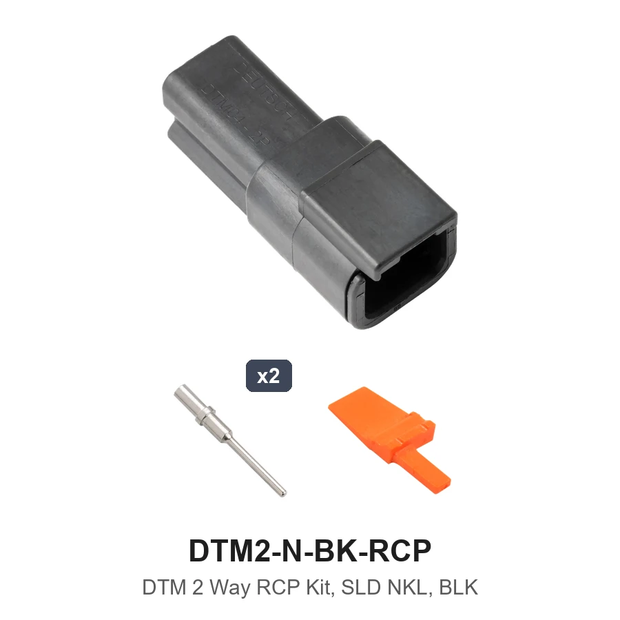 DTM 2 Way Receptacle Kit Nickel Solid Black - DTM2-N-BK-RCP