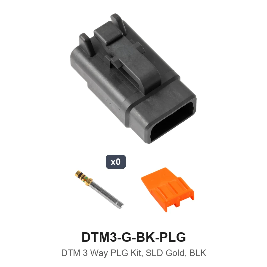 DTM 3 Way Plug Kit Gold Solid Black - DTM3-G-BK-PLG