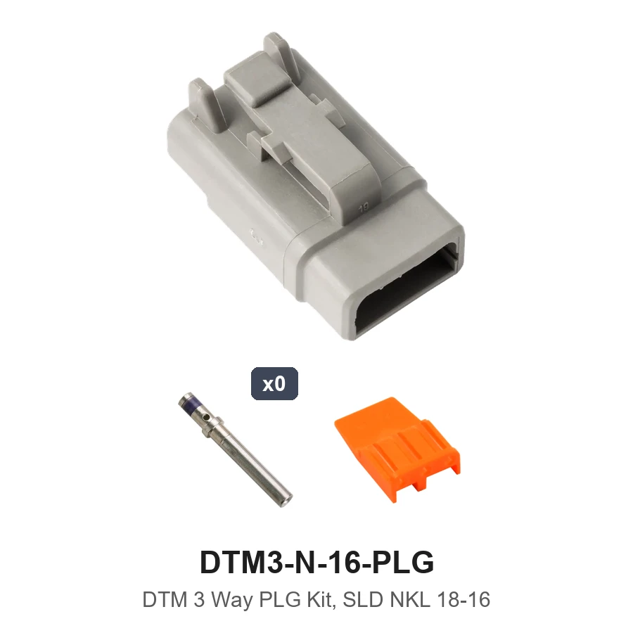 DTM 3 Way Plug Kit Nickel Solid 18-16 - DTM3-N-16-PLG