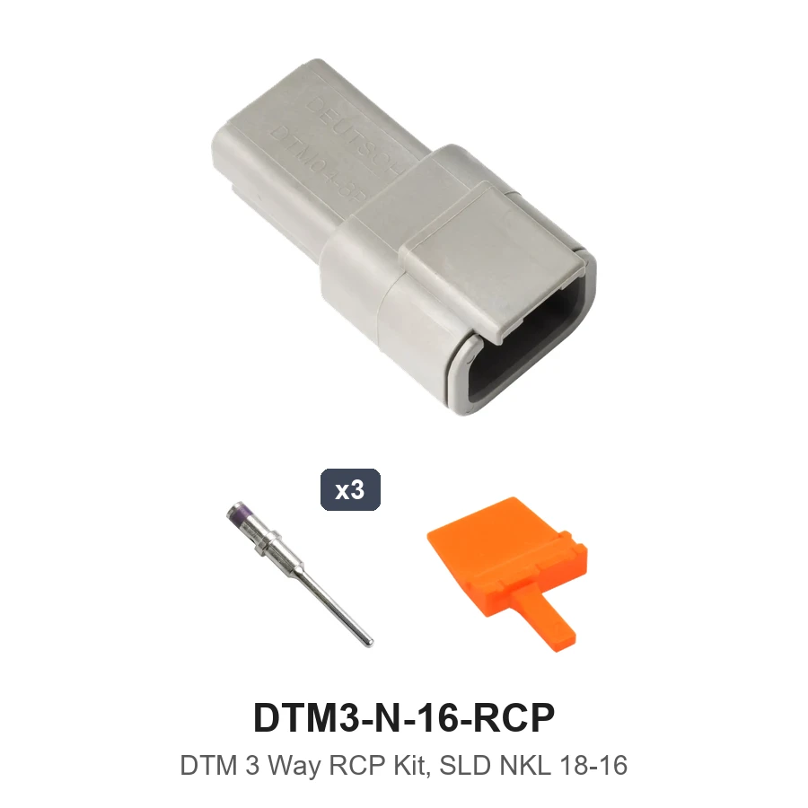 DTM 3 Way Receptacle Kit Nickel Solid 18-16 - DTM3-N-16-RCP