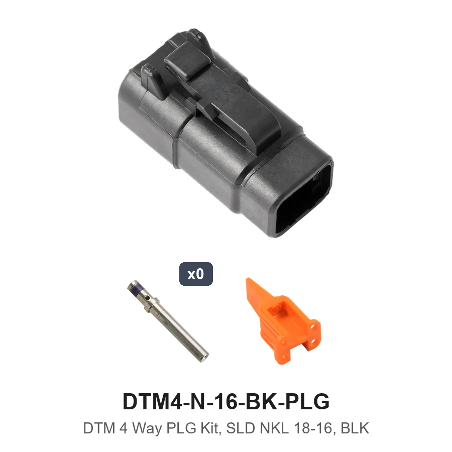 DTM 4 Way Plug Kit Nickel Solid 18-16 Black - DTM4-N-16-BK-PLG
