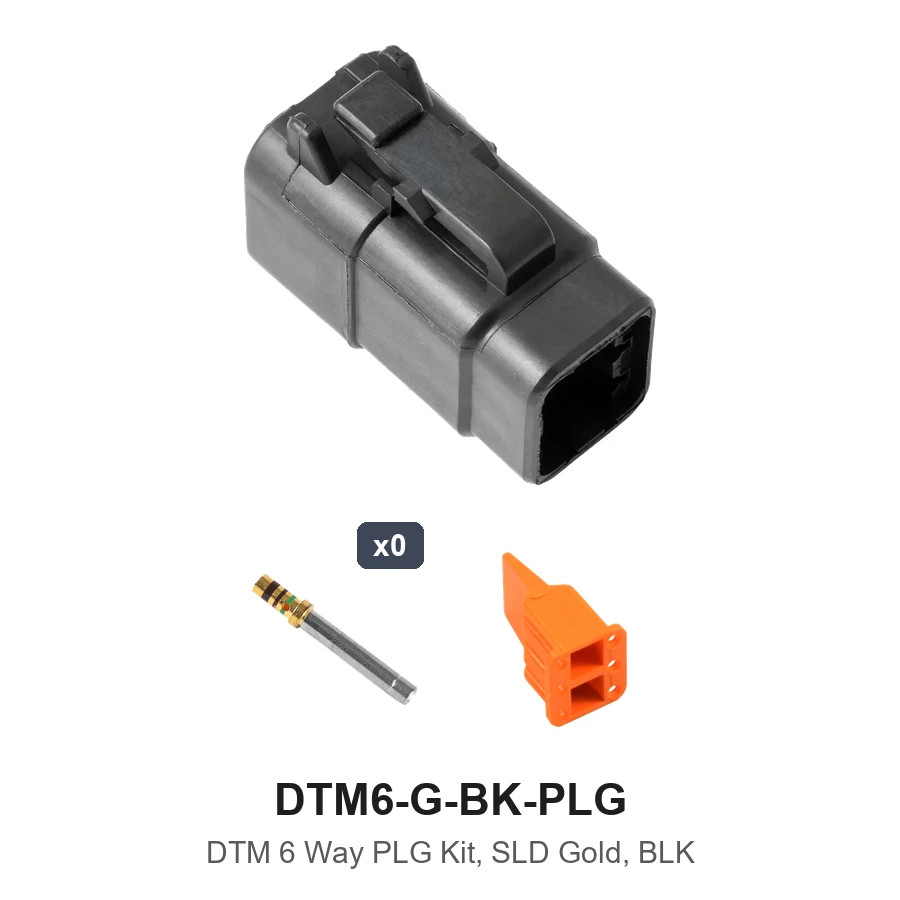 DTM 6 Way Plug Kit Gold Solid Black - DTM6-G-BK-PLG