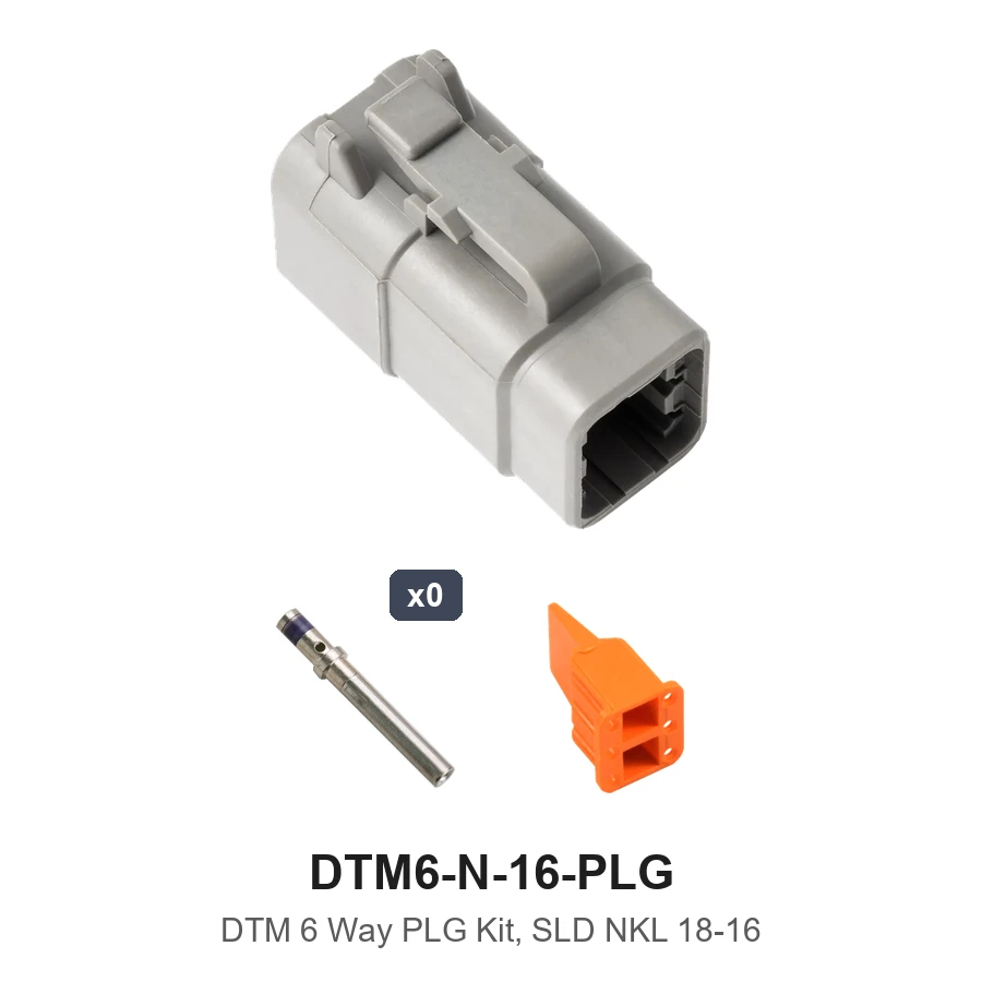 DTM 6 Way Plug Kit Nickel Solid 18-16 - DTM6-N-16-PLG