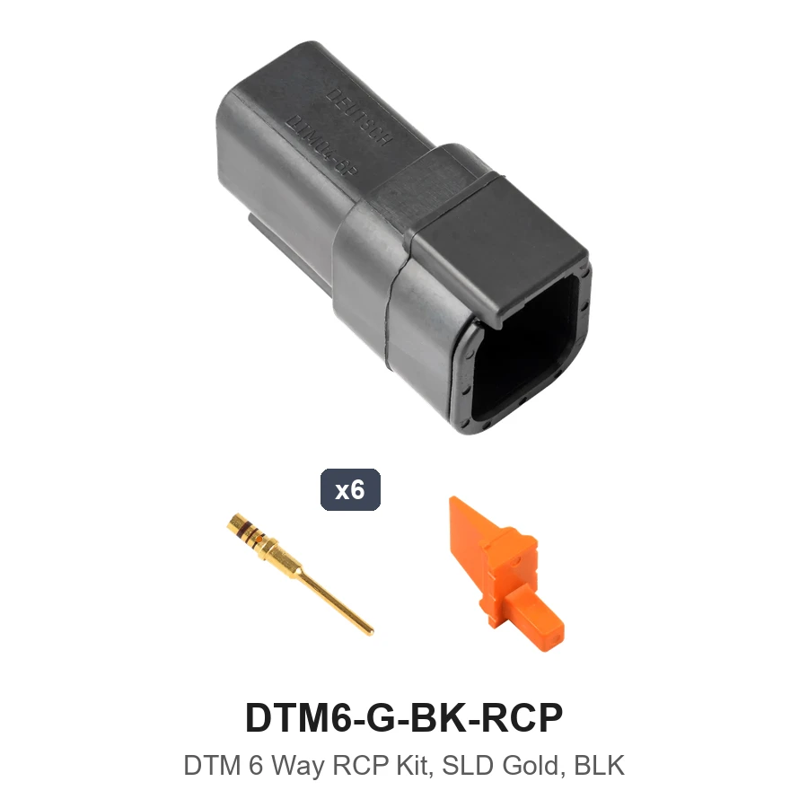 DTM 6 Way Receptacle Kit Gold Solid - DTM6-G-BK-RCP