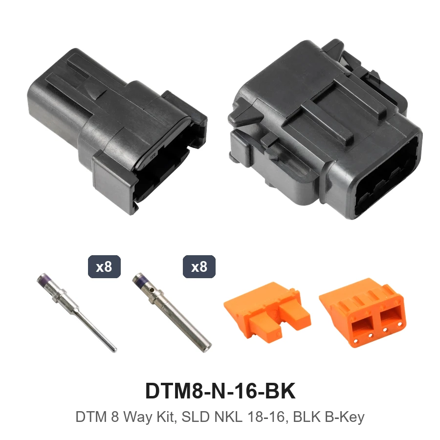 DTM 8 Way Kit Nickel Solid 18-16 Black - DTM8-N-16-BK