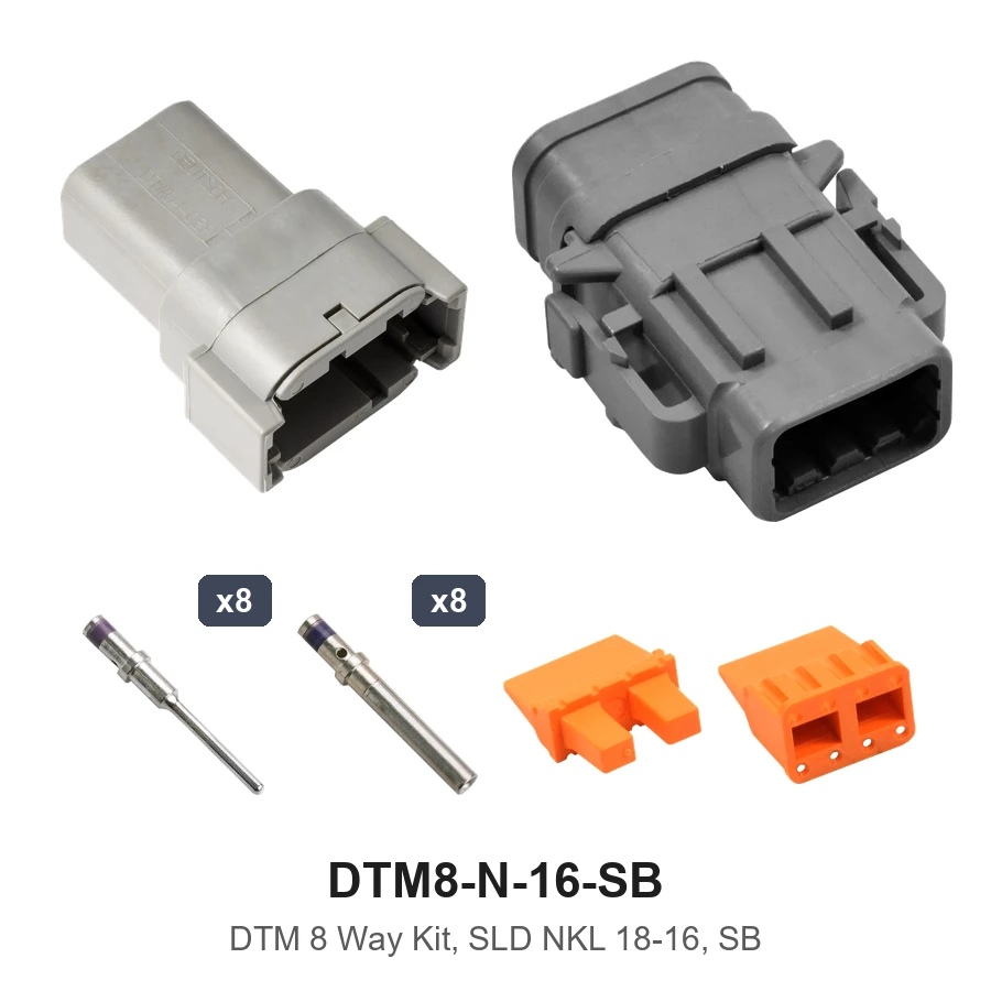 DTM 8 Way Plug Kit Nickel Solid 18-16 SB - DTM8-N-16-SB