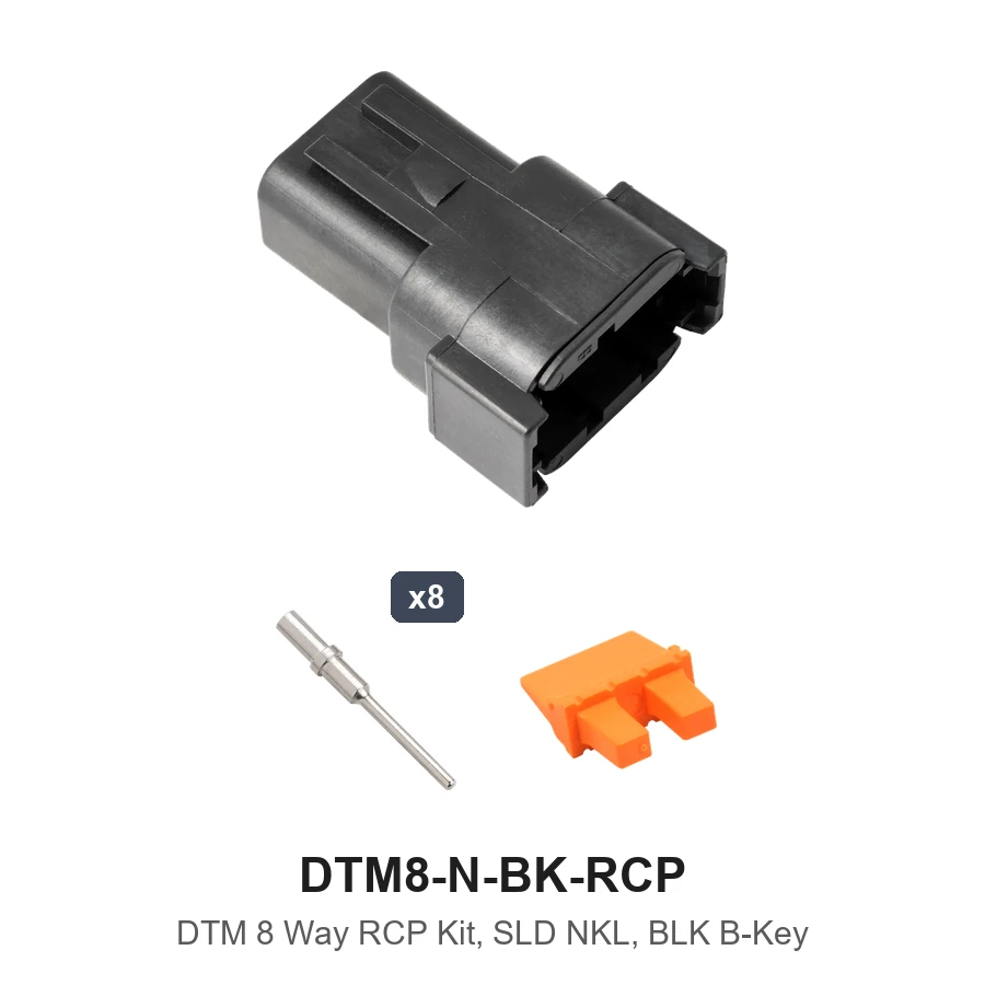 DTM 8 Way Receptacle Kit Nickel Solid Black - DTM8-N-BK-RCP