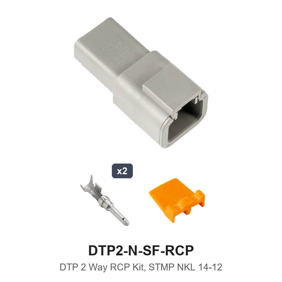 DTP 2 Pin RCP Connector Kit Stamped Nickel - DTP2-N-SF-RCP