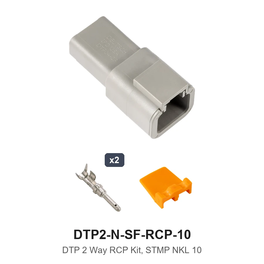 DTP 2 Pin RCP Connector Kit Stamped Nickel 10 GA - DTP2-N-SF-RCP-10
