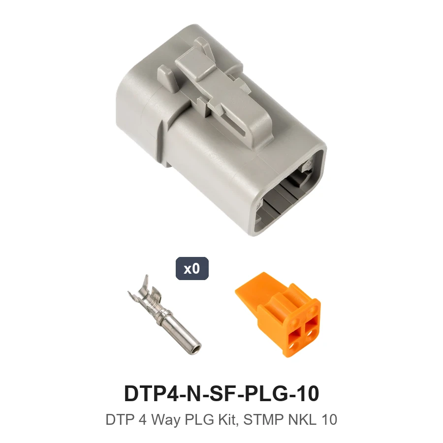 DTP 4 Pin Plug Conn Kit Stamped Nickel 10 GA - DTP4-N-SF-PLG-10